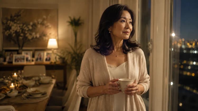 Asian-American woman over 50 thinking about family expectations and dating later in life